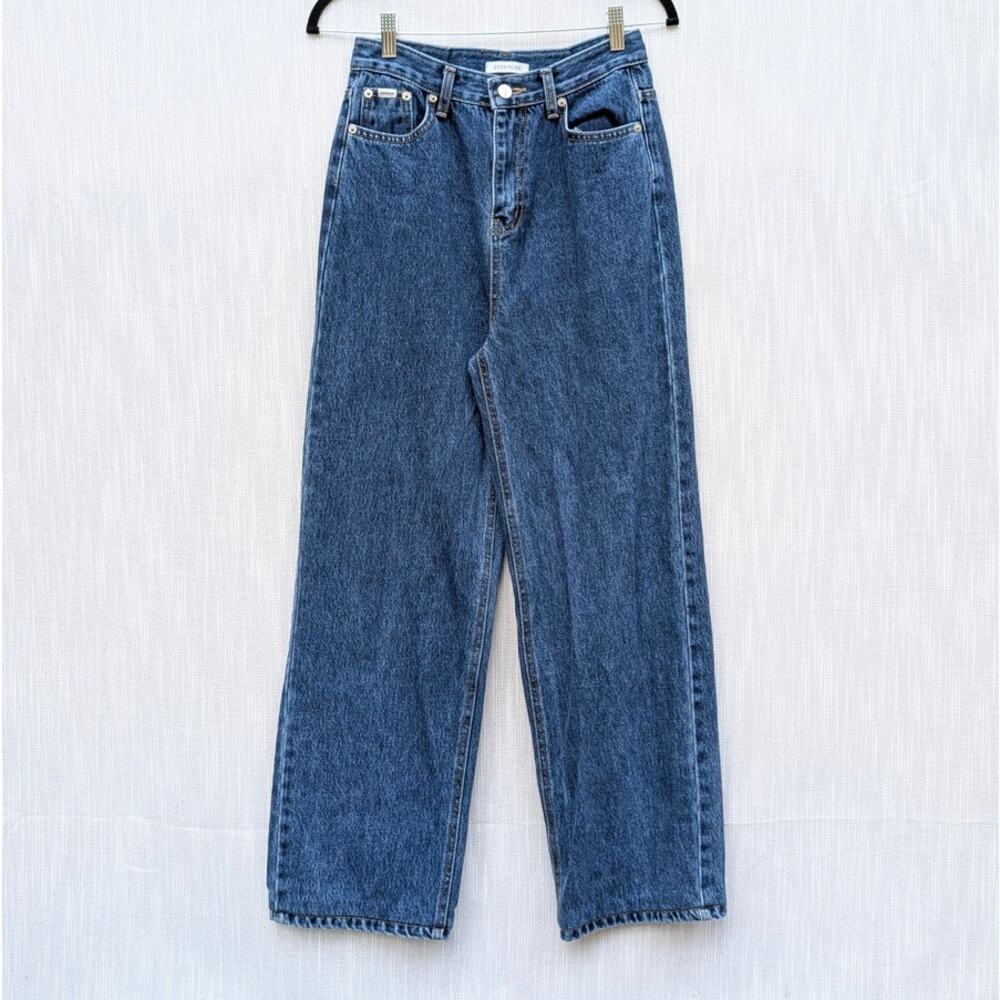 Evermore Jeans Womens S Blue Denim High-rise Straight Leg Ankle